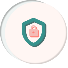 Icon of a green shield with a red lock in the middle of the shield to show security